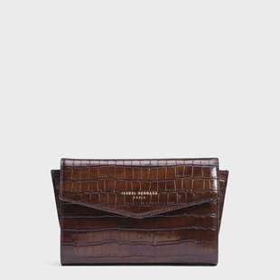 Isabel Bernard Honoré Lina Croco Bruine Clutch Met Afneembare Schouderketting voor dames