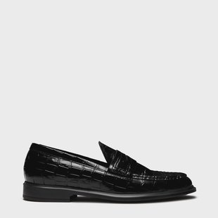 Isabel Bernard Vendôme Blandine croco zwarte leren loafers van kalfsleer voor dames