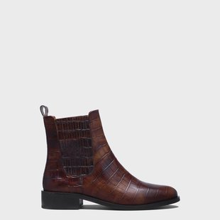 Isabel Bernard Vendôme Chey Croco Bruine Leren Chelsea Boots van Kalfsleer voor dames
