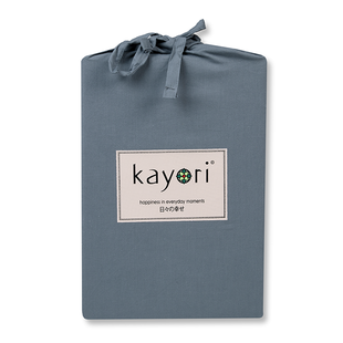 Sale - Kayori Biologisch - Kai - Hoeslaken - Katoen - 180/200 - Denim - Verkoelend Slapen