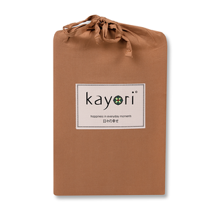 Sale - Kayori Biologisch - Kai - Hoeslaken - Katoen - 180/200 - Caramel - Verkoelend Slapen