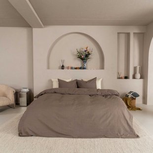 Sale - Kayori - Kai  - Dekbedovertrek - Katoen - 200/200-220 - Taupe - Verkoelend Slapen