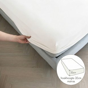 Sale - Kayori Biologisch - Eji - Hoeslaken - Egyptisch perkal - 90x200 - Wit - Verkoelend Slapen