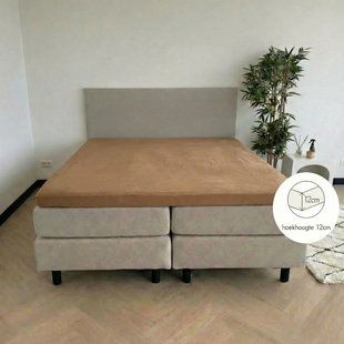 Sale - Kayori Biologisch - Eji - Topper - Egyptisch perkal - 180x210-220- Taup - Verkoelend Slapen