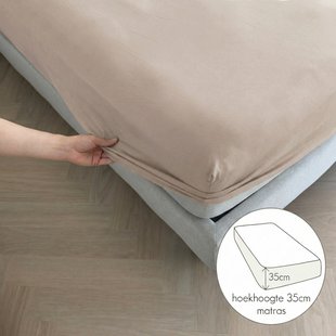 Sale - Kayori Biologisch - Eji - Hoeslaken - Egyptisch perkal - 180x200- Nude - Verkoelend Slapen