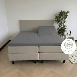 Kayori Biologisch Sota -SplittopperHoeslaken-Tencel-140-160/200-220-Antracite - Verkoelend Slapen