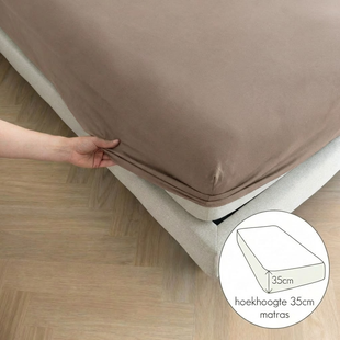 Sale - Kayori Biologisch Simba- Hoeslaken - Bamboe - 140-160/200-220 - Taupe