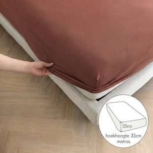 Sale - Kayori Biologisch Simba- Hoeslaken - Bamboe - 90-100/200-220 - Brick
