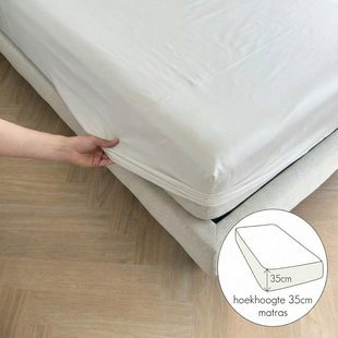 Sale - Kayori Biologisch Saya - Hoeslaken - Katoensatijn - 140x200 - Wit