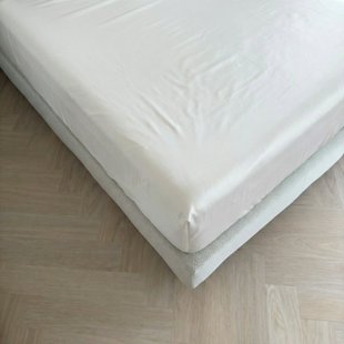 Sale - Kayori Biologisch Saya - Topper Hoeslaken - Katoensatijn - 200x200-210- Wit