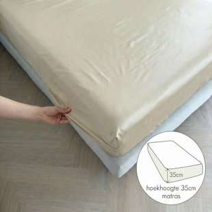 Sale - Kayori Biologisch Saya - Hoeslaken - Katoensatijn - 140x200 - Offwhite
