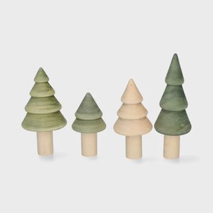 Stekers voor jaarring, hout, bomen, set van 4