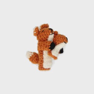 Vingerpopje, vos met jong, wol, 8 cm