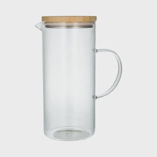 Kan met bamboedeksel, glas, 1,25 liter