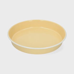 Dienblad, emaille, lichtgeel/wit, &Oslash;30 cm