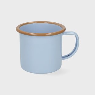 Beker met oor, emaille, lichtblauw/bruin, &Oslash;8 cm