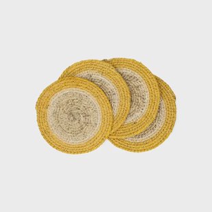 Onderzetters naturel, zeegras, geel, set van 4, &Oslash;11 cm