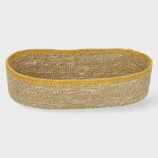 Ovaal mandje naturel, zeegras, geel, 28 cm x 14 cm