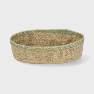 Ovaal mandje naturel, zeegras, groen, 22 cm x 12 cm