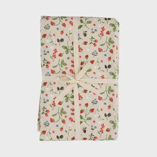 Tafelkleed, GOTS bio-katoen, rood fruit, 145 x 250 cm
