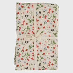 Tafelkleed, GOTS bio-katoen, rood fruit, 145 x 300 cm