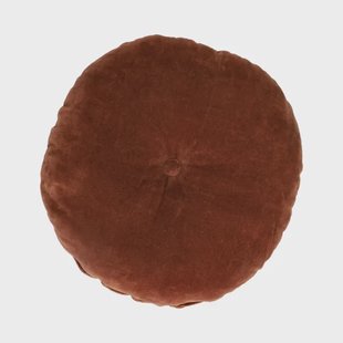 Velours kussen, bio-katoen, donkerbruin, rond, &Oslash; 40 cm