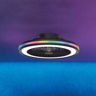 LED plafondventilator voor gamers, zwart, DC, stil, CCT RGB Mantra Iluminación - Woonkamer - Modern - Kunststof
