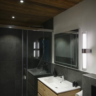 Lygant dubbele LED wandlamp, chroom, IP44, aluminium, glas SLV - Badkamer - Modern - Meerdere lampen