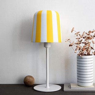 Gry Tafellamp Geel/Wit Dyberg Larsen - Woonkamer - Designer - Metaal - Met lampenkap