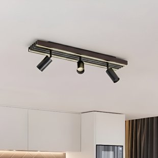 Tiron LED plafondspot, 3-lamps, 70 cm, eikenhout Lucande - Woonkamer - Modern - Meerdere lampen