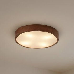 Tanju plafonlamp, Ø 50 cm, rubberhout, 4-lamps Lindby - Woonkamer - Rond