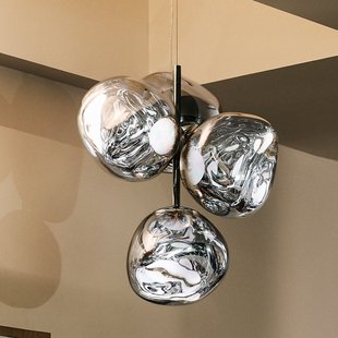Melt Chandelier Mini LED hanglamp zilverkleurig Tom Dixon - Woonkamer - Designer - Kunststof - Met lampenkap