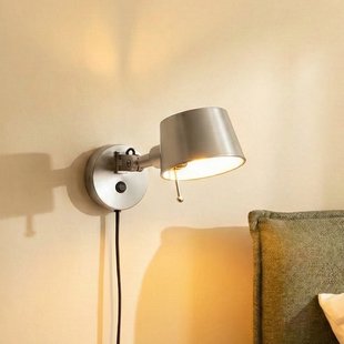 Silka wandlamp, nikkel satijn, flexibel, 14 cm, stekker Lucande - Werkkamer / Kantoor - Modern - Metaal - 1 lamp