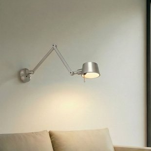 Silka wandlamp, nikkel satijn, verstelbaar, 91 cm, E27 Lucande - Werkkamer / Kantoor - Modern - Metaal - 1 lamp