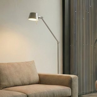 Silka vloerlamp, nikkel satijn, verstelbaar, 173 cm, E27 Lucande - Werkkamer / Kantoor - Modern - Metaal - 1 lamp