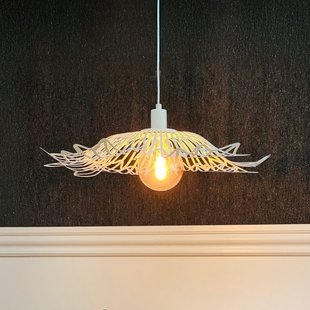 Flora hanglamp Large Pearl White Dyberg Larsen - Woonkamer - Designer - Metaal - 1 lamp