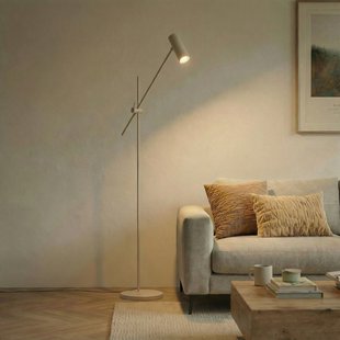 Vilo vloerlamp, GU10, beige, verstelbaar, hoogte 153 cm, metaal Lindby - Woonkamer - Scandinavisch - 1 lamp