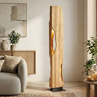 Tarry vloerlamp, hout, hoogte 137 cm, 4 x E27 Lucande - Woonkamer - Landhuis / Rustiek - Meerdere lampen