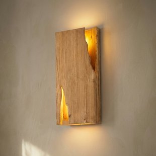 Tarry wandlamp, hout, breedte 45 cm, 2 x E14 Lucande - Woonkamer - Landhuis / Rustiek - Meerdere lampen
