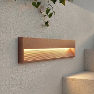 Trevin wand inbouwlamp, aluminium, 60 cm, IP54, roestbruin Lucande - Modern - Hoekig