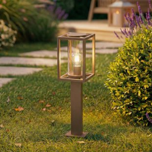 Ferda tuinpadverlichting, IP44, E27, 60 cm, bruin, glas Lucande - Terras - Modern - Aluminium - 1 lamp