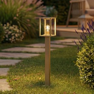 Ferda tuinpadverlichting, IP44, E27, 100 cm, bruin, glas Lucande - Terras - Modern - Aluminium - 1 lamp
