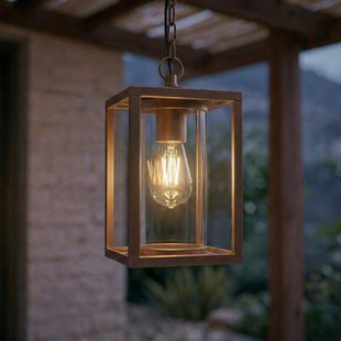 Ferda buiten hanglamp, E27, bruin, glas IP44 Lucande - Terras - Modern - Aluminium - 1 lamp