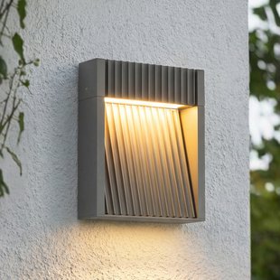 Tavion LED buiten wandlamp, antraciet, IP65, 16 cm Lucande - Terras - Modern - Aluminium - 1 lamp