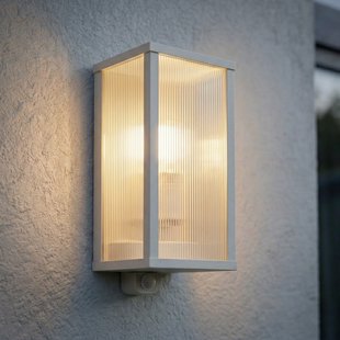 Peldar buitenwandlamp, 26 cm, grijs/geribbeld, sensor, IP44 Lindby - Terras - Modern - Aluminium - 1 lamp