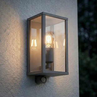 Peldar buitenwandlamp, 26 cm, antraciet/helder, sensor, IP44 Lindby - Terras - Modern - Aluminium - 1 lamp