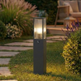 Peldar tuinpadverlichting, 80 cm, antraciet/geribbeld, sensor Lindby - Terras - Modern - Aluminium - 1 lamp