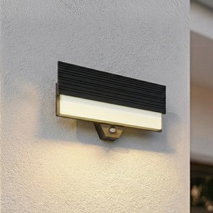 Melira LED buiten wandlamp, antraciet, sensor, IP65 Lucande - Terras - Modern - Aluminium - 1 lamp