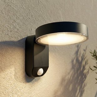 Tarlson LED-zonnelamp voor aan de muur, rond, antraciet, sensor PRIOS - Terras - Modern - Kunststof - 1 lamp