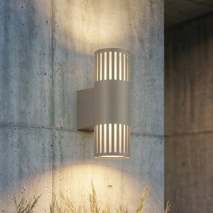 Lurinda buitenwandlamp steengrijs, 2-lamps, IP44, Ø10 cm Lindby - Balkon - Modern - Metaal - Meerdere lampen